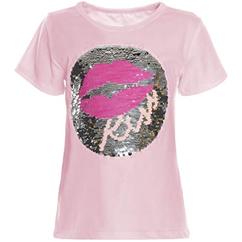 Kinder Mädchen Wende-Pailletten T-Shirt Kurzarm-Shirt 21229 Rosa Größe 152 von BEZLIT