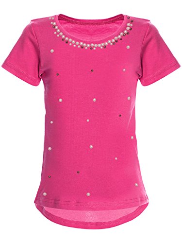 Mädchen Blusen Shirt Kunst-Perlen Kurz-Arm 22588 Pink, Herstellergröße:164 von BEZLIT