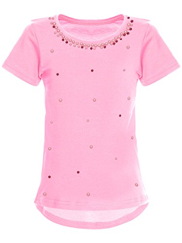 Mädchen Blusen Shirt Kunst-Perlen Kurz-Arm 22588 Rosa, Herstellergröße:104 von BEZLIT