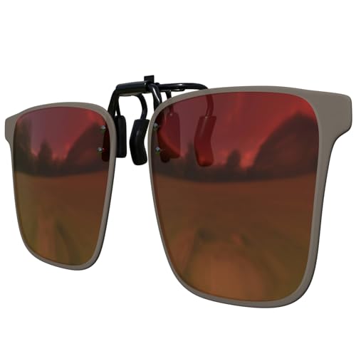 Sonnen Brille Clip On Polarisierter Brillen Aufsatz Überbrille UV Schutz 30630 Rot von BEZLIT