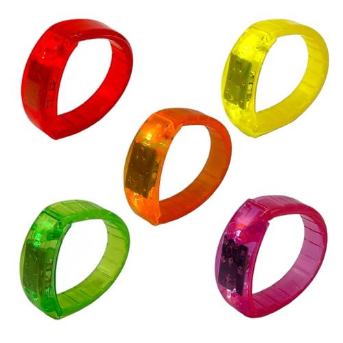 5er-Set LED Armbänder – Bunte Leuchtarmbänder Kinder & Erwachsene – 3 Modi – LED Party Accessoires & Konzert Accessoires – Hochzeit, Festival, Geburtstag, Fasching – inkl. Batterien von BF Souvenirs