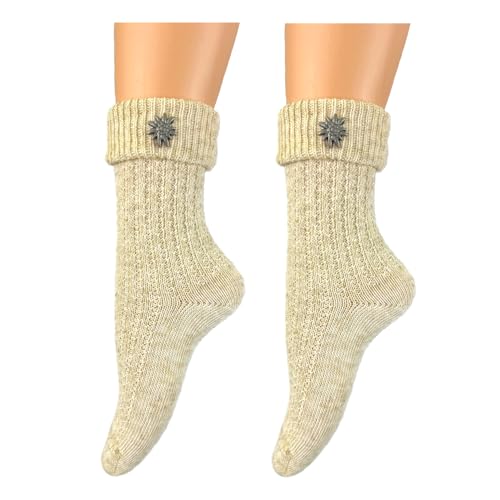 BF Souvenirs Damen und Herren Trachtensocken im modernen Landhaus-Stil mit Edelweiß-Pin – handgekettelte Naht – Qualitätssocken mit Leinen Anteil – Oktoberfest Volksfest Tracht Landhaus BF Souvenirs Damen und Herren Trachtensocken im modernen Landhaus-Stil mit Edelweiß-Pin – handgekettelte Naht – Qualitätssocken mit Leinen Anteil – Oktoberfest Volksfest Tracht Landhaus von BF Souvenirs