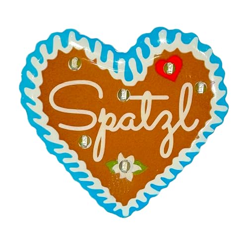 LED Anstecker Pin "Spatzl" im Lebkuchenherz-Design für Hochzeiten Oktoberfeste Fasching Karneval Geburtstag Firmenfeier Junggesellenabschied von BF Souvenirs