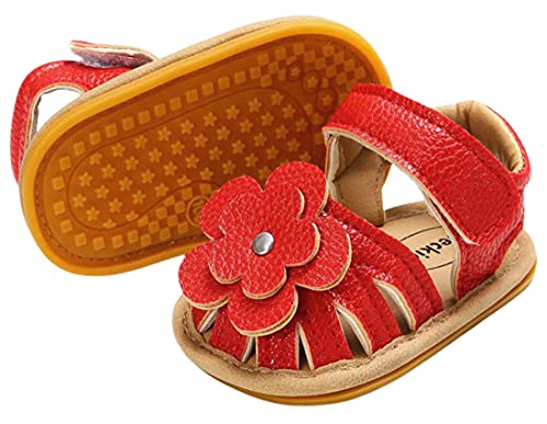 BigForest Baby Mädchen PU Sandalen Kleinkind Schuhe Erster Spaziergang Floral Schuhe Prinzessin Prewalkers Turnschuhe, Rot - rot - Größe: 12-18 Monate von BF-dress