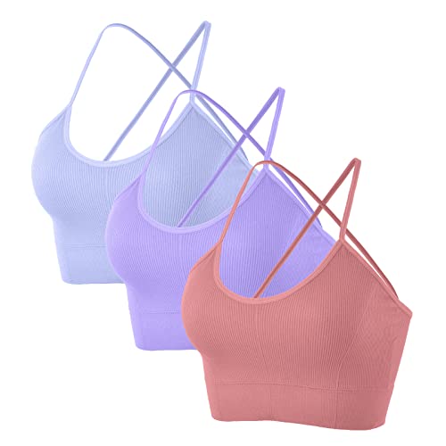 BFACCIA Damen Sport BH Cross Back Bustier Ohne Bügel Push up BH Spaghettiträger Sport Bra mit Abnehmbaren Cups Gepolstert Atmungsaktiv BH Crop Top Fitness Yoga Laufen von BFACCIA