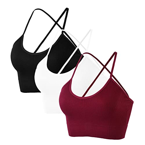 BFACCIA Damen Sport BH Cross Back Bustier Ohne Bügel Push up BH Spaghettiträger Sport Bra mit Abnehmbaren Cups Gepolstert Atmungsaktiv BH Crop Top Fitness Yoga Laufen von BFACCIA