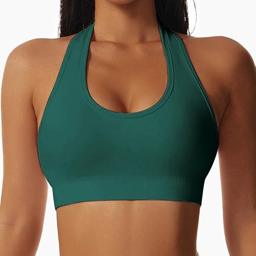 Neckholder Sport BH Damen Rückenfrei Super Push Up BH ohne Bügel Sexy Sport Bustier Damen Gepolstert Top Soft Yoga Backless Bra für Workout Fitness von BFACCIA