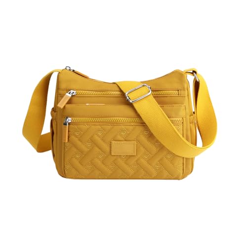 BFDSGWQ Nylon-Umhängetasche, Umhängetasche mit mehreren Taschen, Großes Fassungsvermögen, wasserdicht (Yellow,One Size) von BFDSGWQ