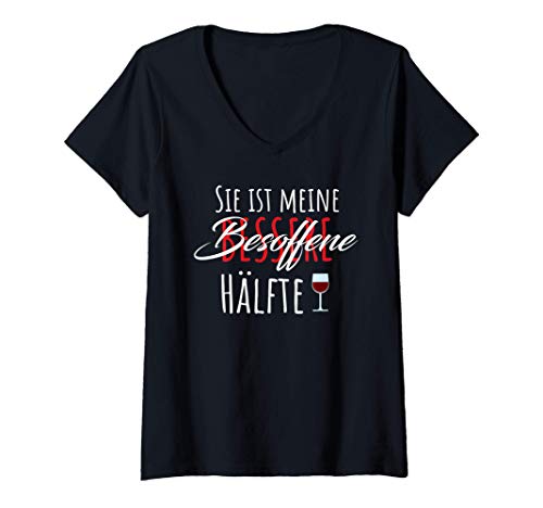 Damen Beste Freundin Geschenke I Sie Ist Meine Besoffene Hälfte T-Shirt mit V-Ausschnitt Damen Beste Freundin Geschenke I Sie Ist Meine Besoffene Hälfte T-Shirt mit V-Ausschnitt von BFF Freundinnen Geschenk Partnerlook Shop