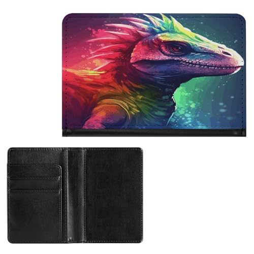Reisepasshülle, elegant, farbenfroher Dinosaurier-Druck, schlanke Reisepasshülle für Damen und Herren, Stil, Einheitsgröße, Reisepassschutz, Stil:, Einheitsgröße, Reisepassschutz von BFGWK