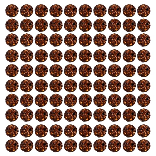 100 Stück 10 mm Ton-Perlen, runde Diamantperlen, bunte Strasssteine, Perlen für Halskette, Schmuck, Bastelbedarf von BFLKY