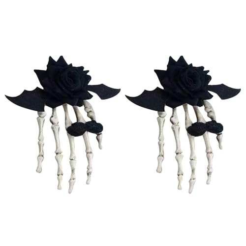 BFLKY Stilvolle Totenkopf-Hand, Füchse, Ohr-Kopfschmuck, stilvolle Anime-Füchse, Ohr-Haarteile mit Totenkopf-Blumen-Accessoire für Maskeraden von BFLKY