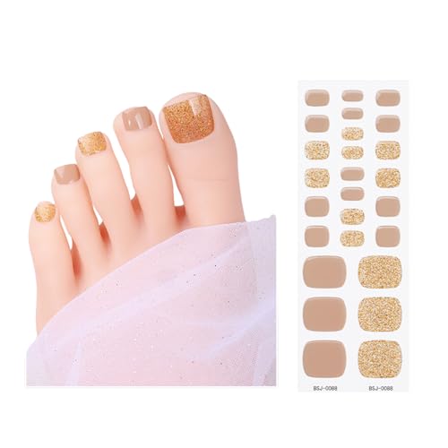 Einfarbige Zehennagellackstreifen Halbgehärtete Gel Zehennagelstreifen Zehennagelaufkleber Pediküre Gel Nagelaufkleber Für Mädchen von BFLKY
