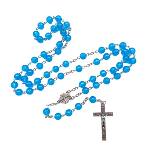 Langlebige Halskette mit blauen Gebetsperlen aus Acryl mit Anhänger aus Legierung für den täglichen Gebrauch, als Geschenk für Mode-Enthusiasten von BFLKY
