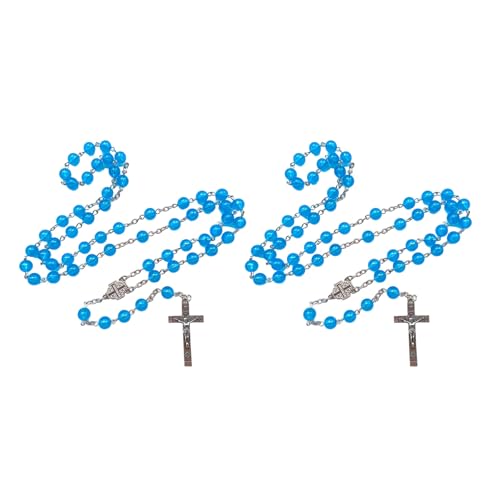 Langlebige Halskette mit blauen Gebetsperlen aus Acryl mit Anhänger aus Legierung für den täglichen Gebrauch, als Geschenk für Mode-Enthusiasten von BFLKY