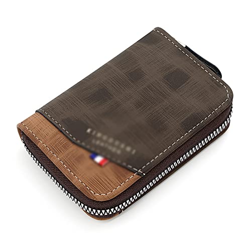 BFNDSSEOU Pu Lederkarte und Münzbox ID Card Coin Holder with Zipper for Men Women Multicolor 7.5x3x11cm(Dark Coffee) von BFNDSSEOU