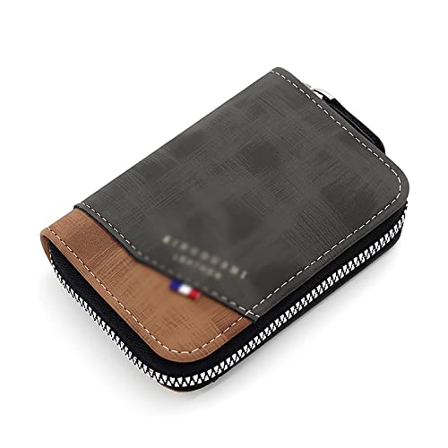 BFNDSSEOU Pu Lederkarte und Münzbox ID Card Coin Holder with Zipper for Men Women Multicolor 7.5x3x11cm(Noir) von BFNDSSEOU