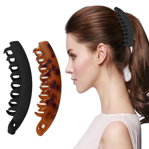 Bananen-Haarspangen, Bananen-Haarspangen, große Haarklammern für dünnes, feines dickes Haar für feines dickes Haar, französisches Haar-Accessoire für Mädchen und Frauen (Schwarz und Schildkröte), 2 Bananen-Haarspangen, Bananen-Haarspangen, große Haarklammern für dünnes, feines dickes Haar für feines dickes Haar, französisches Haar-Accessoire für Mädchen und Frauen (Schwarz und Schildkröte), 2 von BFQZ