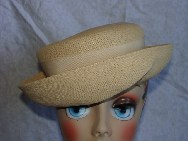 Mid Century Grable Beige Stiff Texture Hut Robinson's 21, 5 "Western To Mod Chapeau Lady James Von California Natural Tan Damen Kopfmode." von BFRretro