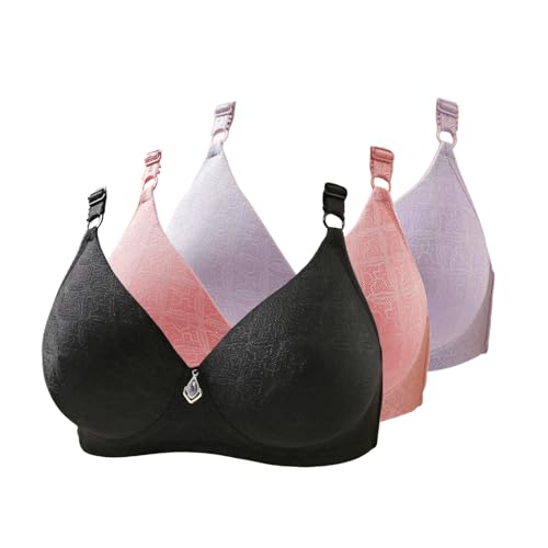 3er Pack BH Damen Ohne Bügel Leichte Luftig Push Up Baumwolle BH Große Größen Bralette mit Verstellbarem Trägern Große Brüste Starker Halt Ungepolstert Dessous Weich Bequem Minimizer BH Sport BH von BFSWL