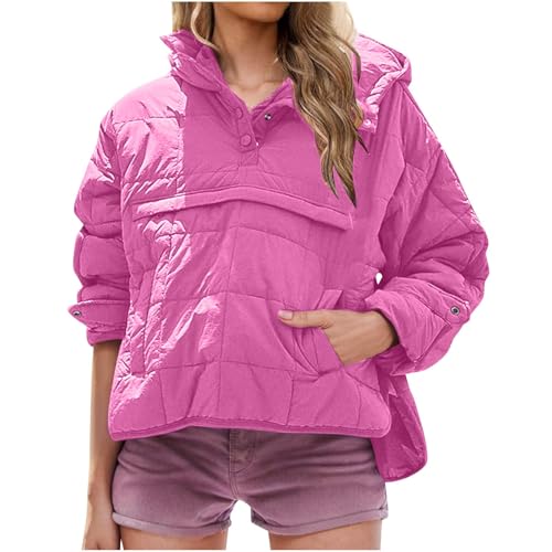 BFSWL Angebote des Tages Heute Winterjacke Damen Leichte Übergangsjacke Oversize Puffer Jacke Einfarbig Wintermantel Winter Kapuzenjacke Hoodie Daunenjacke Freizeitjacke Sportjacke Warm von BFSWL