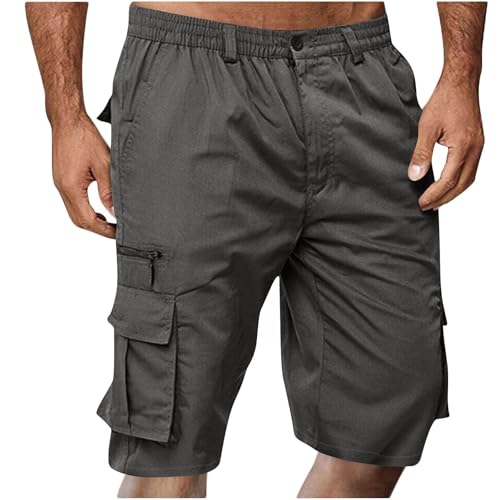 BFSWL Cargoshorts Herren Sommer Stretch Bermuda Shorts Knielang Cargohose Freizeit Cargo Shorts Einfarbig Kurz Freizeithose Outdoor Kurze Arbeitshosen Männer Wanderhose Chino Hose mit Mehrere Taschen von BFSWL