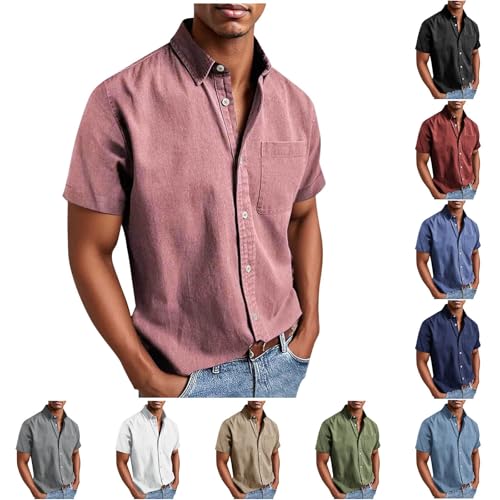 BFSWL Freizeithemd Herren Regular Fit Sommerhemd Große Größen Kurzarm Hemd Bügelfrei Hemden mit Taschen Business Kurzarmhemd Sommer Knopfleiste Herrenhemd BFSWL Freizeithemd Herren Regular Fit Sommerhemd Große Größen Kurzarm Hemd Bügelfrei Hemden mit Taschen Business Kurzarmhemd Sommer Knopfleiste Herrenhemd von BFSWL