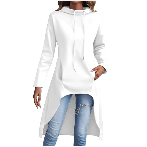 BFSWL Jugendweihe Geschenke Hoodie Damen Einfarbig Kapuzenpullover Kurz und Zurück Lange Sweatshirt Lang Pullover mit Kapuze Langarm Longpullover mit Taschen Freizeit Autumn von BFSWL