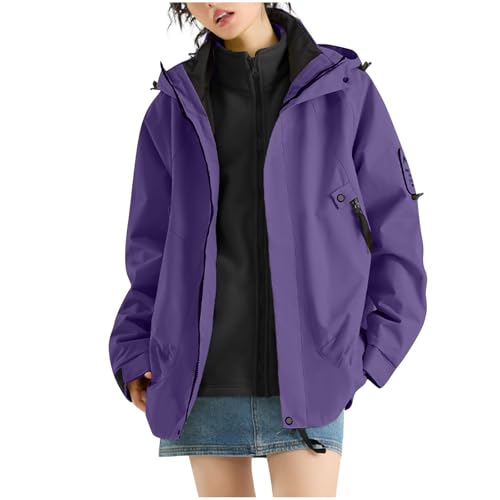 BFSWL wasserdichte Jacke Damen 3 in 1 – Thermal Winddicht Funktionsjacke – Winter Regenjacke mit Warm Gefütterte – Outdoor Fleece Funktionsjacke von BFSWL