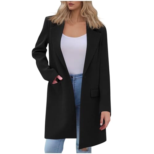 Blazer für Damen Violet – Blazer Damen Elegant Lang – Lässig Langarm Longblazer – Lockere Einfarbig Blazerjacke – Herbst Open Front Jacke von BFSWL