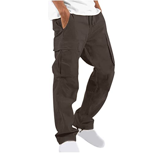 Cargohose Herren Baggy Baumwolle Cargo Hose Stretch Chino Hose Fitness Jogginghose Leichte Sommerhose Kordelzug Taille Sporthose Freizeithose Wanderhose Autumn Stoffhose Arbeitshose mit Taschen von BFSWL