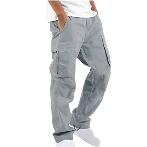 Geschenke für Männer Cargohose Herren Baggy Baumwolle Cargo Hose Stretch Chino Hose Fitness Jogginghose Leichte Sommerhose Kordelzug Taille Sporthose Freizeithose Wanderhose Autumn von BFSWL