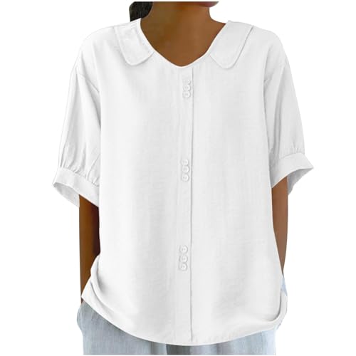 Jugendweihe Geschenke Mädchen Musselin Bluse Damen Sommer Bubikragen Shirt Süßes Kurzarm Oberteile Atmungsaktiv Leinenbluse Baumwolle Leinen Tunika Einfarbig Patchwork Blusenshirt Hemdbluse Jugendweihe Geschenke Mädchen Musselin Bluse Damen Sommer Bubikragen Shirt Süßes Kurzarm Oberteile Atmungsaktiv Leinenbluse Baumwolle Leinen Tunika Einfarbig Patchwork Blusenshirt Hemdbluse von BFSWL