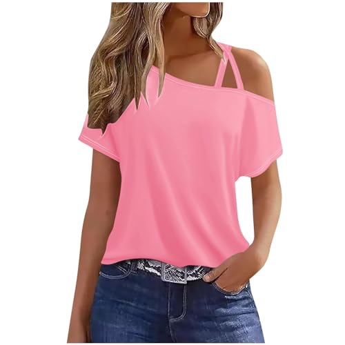 Jugendweihe Geschenke Mädchen T Shirt Damen Schulterfrei Tshirt Spaghettiträger T-Shirt Kurzarm Oberteile Sommer Lässig Bluse Modisch Strtch Tunika Fließend Pullover Shirt Locker von BFSWL