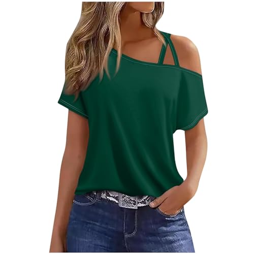 Jugendweihe Geschenke T Shirt Damen Schulterfrei Tshirt Spaghettiträger T-Shirt Kurzarm Oberteile Sommer Lässig Bluse Modisch Strtch Tunika Fließend Pullover Shirt Locker Bequem von BFSWL