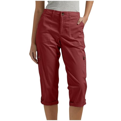 Personalisierte Geschenke Caprihose Damen Sommer Cargohose Leicht Einfarbig 3/4 Hose Straight Freizeithose Musselin Sommerhose Freizeit Bequem Stoffhose Lockere Passform Cargo Personalisierte Geschenke Caprihose Damen Sommer Cargohose Leicht Einfarbig 3/4 Hose Straight Freizeithose Musselin Sommerhose Freizeit Bequem Stoffhose Lockere Passform Cargo von BFSWL