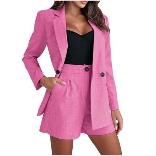 Sommer Outfits Damen – Bambus-Baumwolle Blazer + Shorts | Atmungsaktiv, Leicht | Frühling/Sommer Casual Style | S-2XL von BFSWL