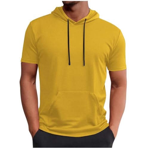 Sportshirt Herren Kurzarm Atmungsaktiv Hoodie Sommer T Shirt mit Kapuze Einfarbig Hoody Männer Kapuzen T-Shirt Freizeit Kapuzenshirt Dünn Pullover Kapuzenpulli Sportshirt Herren Kurzarm Atmungsaktiv Hoodie Sommer T Shirt mit Kapuze Einfarbig Hoody Männer Kapuzen T-Shirt Freizeit Kapuzenshirt Dünn Pullover Kapuzenpulli von BFSWL