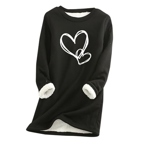 Teddy Fleece Pullover Damen Grosse Grössen Fleecepullover Einfarbig Sweatshirt Ohne Kapuze Langarm Warm Gefütterte Pulli Freizeit Winter Fleecepulli Basic Plüsch Langarmshirt Thermounterwäsche von BFSWL