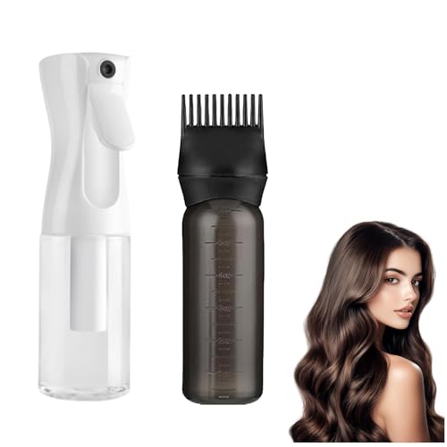 2 Stück Sprühflasche Haare Locken Set,Haaröl Applikator Flasche,Water Spray Bottle Hair,Wassersprühflasche Haare,170ml Hair Oil Applicator Scalp,Haarapplikator,200ml Feinsprühflasche für Colorationen von BFUZXY
