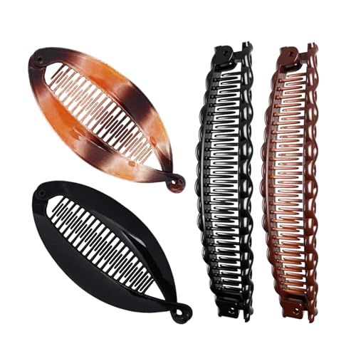 4 Stück Banana Clip Dickes Haar,Bananen Haarspange,Vintage Fischschwanz Bananenspange Haare Dünnes,Banana Hair Clips,Haarklammer Damen,Haarspangen Frauen,Hochsteckfrisuren Haarclip,Bananenclip Frauen von BFUZXY