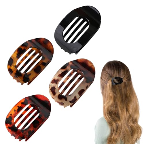 4 Stk Haarklammer Flach,Haarspange Benglatt Französische,Entenschnabel Haarspangen Damen,Flache Haarklammern,Große Haarklammer Damen,Flat Haarklemmen,Halt Hair Clip,Haarclips für Seitliche Dickes Haar von BFUZXY