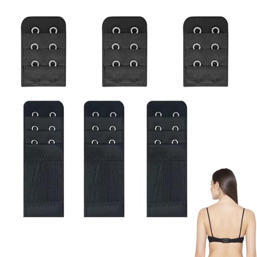 6 Stück BH Verlängerung 2 Haken,Bra Extender Weich,BH Erweiterung 3 Haken,BHverlängerer Zubehör,Elastisches Verlängerungs Set,Schwarz Elastisch Dehnbar mit 2 Größen für Anpassung bei Frauen und Damen von BFUZXY