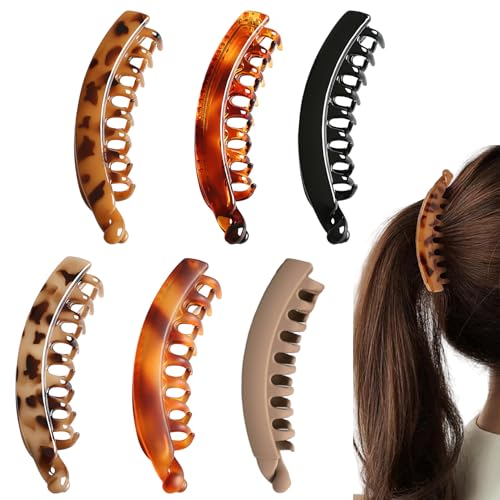 6 Stück Banana Clip Dickes Haar,Bananen Haarspange,Vintage Fischschwanz Bananenspange Haare Dünnes,Banana Hair Clips,Haarklammer Damen,Haarspangen Frauen,Hochsteckfrisuren Haarclip,Bananenclip Frauen von BFUZXY
