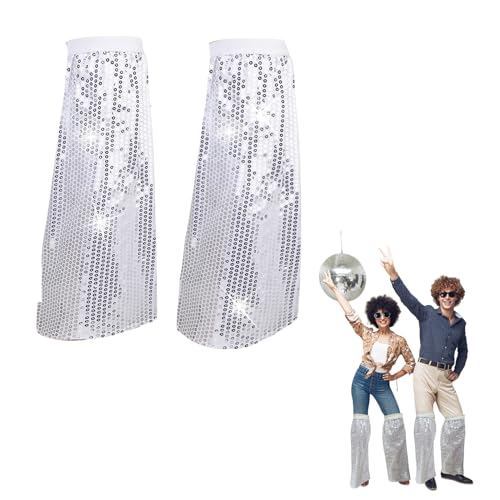 BFUZXY 1 Paar Abba Kostüm Damen,Pailletten-Stulpen Glitzer,Abba Outfit Damen Kostüm Disco,Sequin Leg Boot Covers,Stiefelabdeckungen für Karneval,Fasching und Hippie 70er kleid,Pailletten Hose Zubehör von BFUZXY