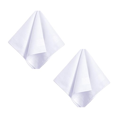 2 Stück Herren Einstecktücher Weiß,Hochwertige Taschentücher,Stofftaschentücher Herren Weiß,Pocket Seidentuch,Weiche Handkerchiefs für Männer,Ideale Pocket Squares für Anzüge & Festlichkeiten(22x22cm) von BFUZXY