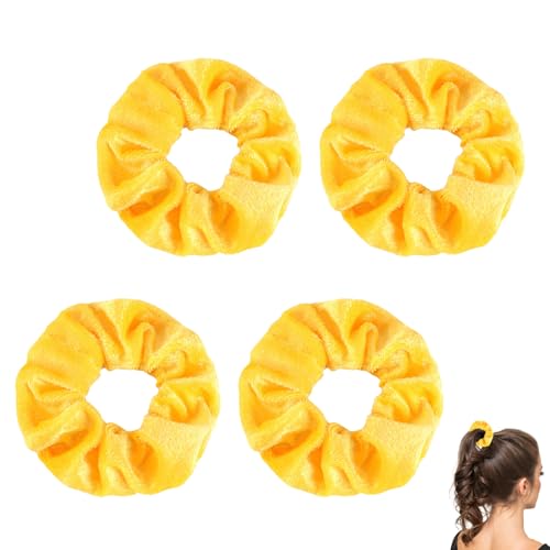 Haargummi,Haargummis Scrunchies Satin,Weiche Elastische Haarbänder Pferdeschwanz,Haare Ringe aus Samt für Damen und Mädchen,Klassische Pferdeschwanzhalter Haarschmuck Groß für Haare (Gelb) von BFUZXY