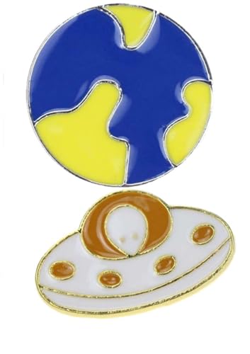 Astronaut Weltraum Brosche Raumschiff Planet Niedliche Brosche Anzug Jacke Tasche Hut 2-teiliges Set für Jungen und Mädchen (Emaille Pin 1) von BFYDmttuBF