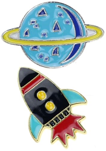 Astronaut Weltraum Brosche Raumschiff Planet Niedliche Brosche Anzug Jacke Tasche Hut 2-teiliges Set für Jungen und Mädchen (Emaille Pin 3) von BFYDmttuBF