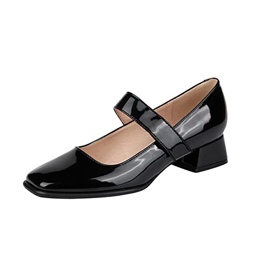 BFYLSQUE Frauenplattform Mary Jane Schuhe Chunky Niedrige Absatzschule Uniform Kleid Schuhe Oxford Goth Schuhe,Schwarz,35 EU von BFYLSQUE